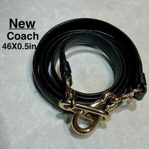 New Coach Black Leather replacememt Strap with golden Hardware no damage ⭐️⭐️⭐️